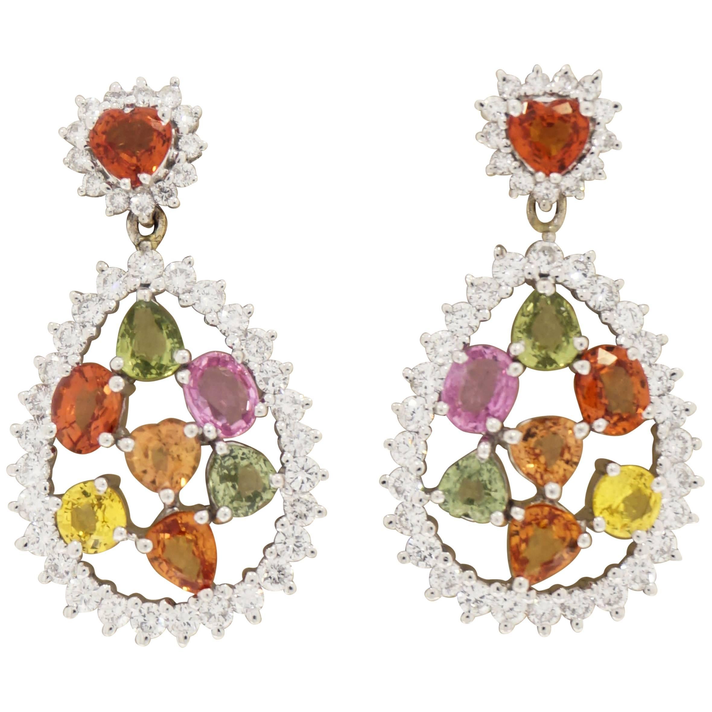 Multicolored Gemstones Drop Earrings