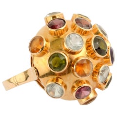 Multigem Domed Gold Sputnik Ring