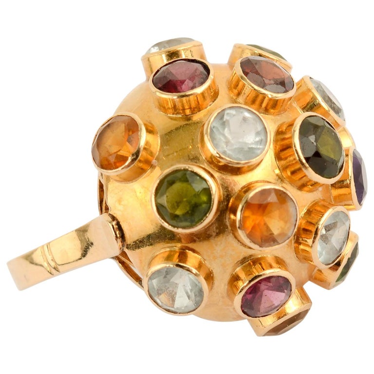 Multigem Domed Gold Sputnik Ring For Sale at 1stDibs | starset sputnik,  multigem ring