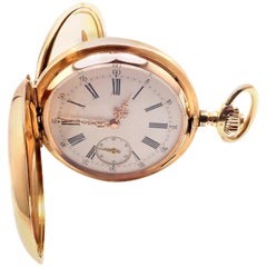 Yellow Gold Vintage Swiss Large Hunter Case Quarter Repeater Pocket Watch