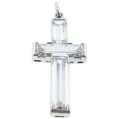 Elegant  Art Deco Platinum 1.75 Carat Diamond Cross