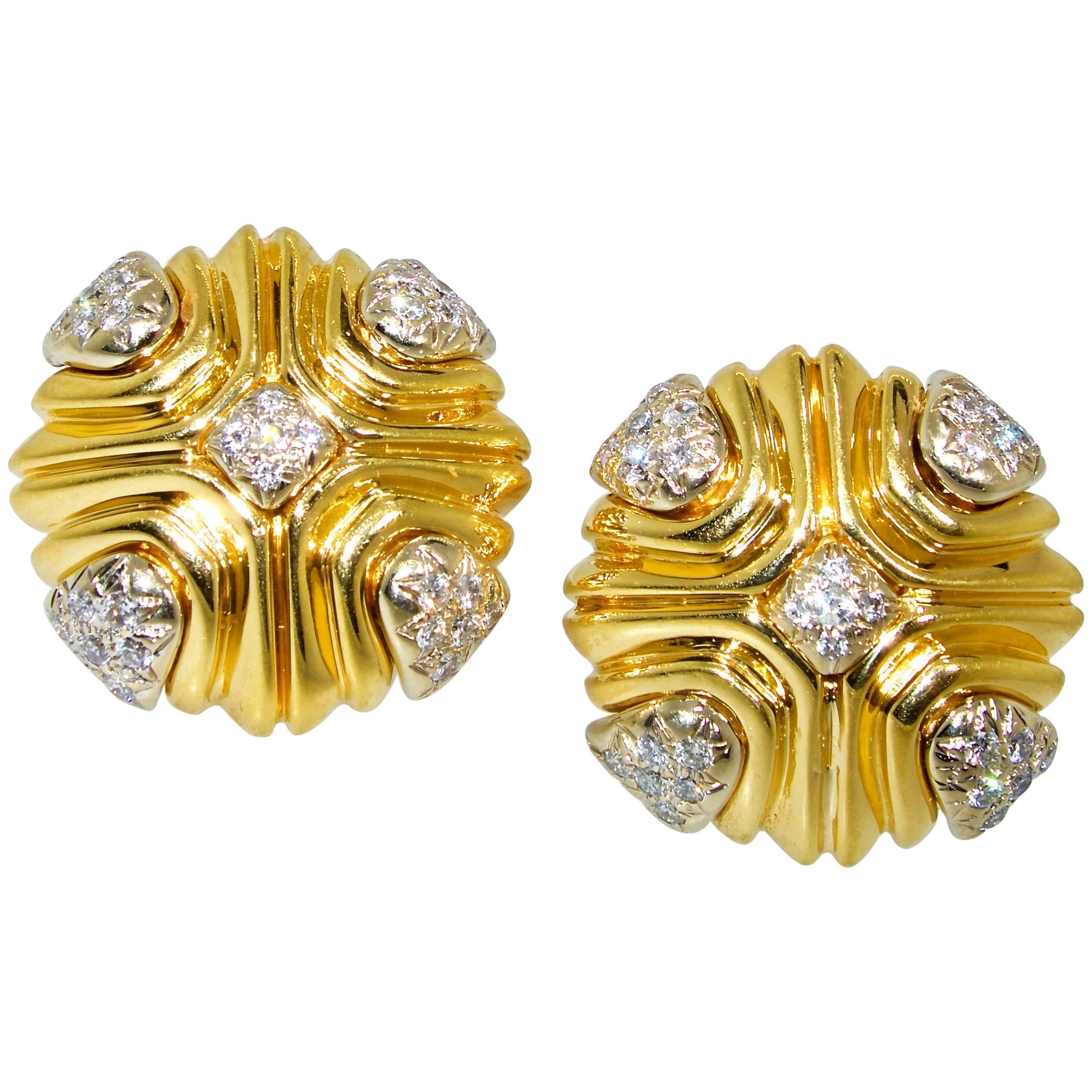 18 Karat and Fine Diamond Large Earrings