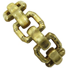 Yellow Gold Florentine Bamboo Link Bracelet