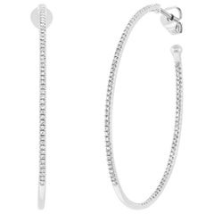 Mark Broumand 0.46 Carat Round Cut Diamond Hoop Earrings in 14 Karat White Gold