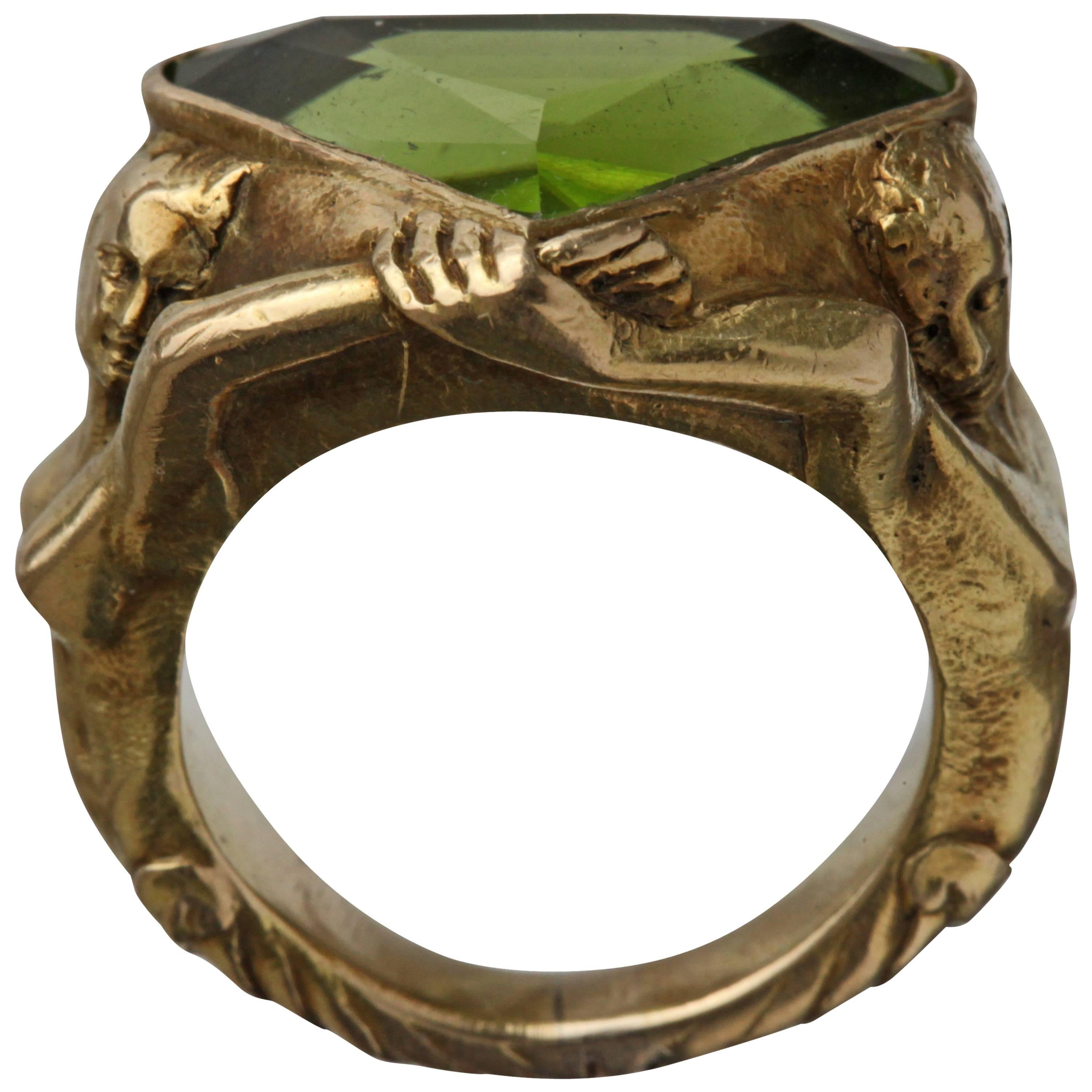 Sculptural Adam & Eve Paradise Ring For Sale