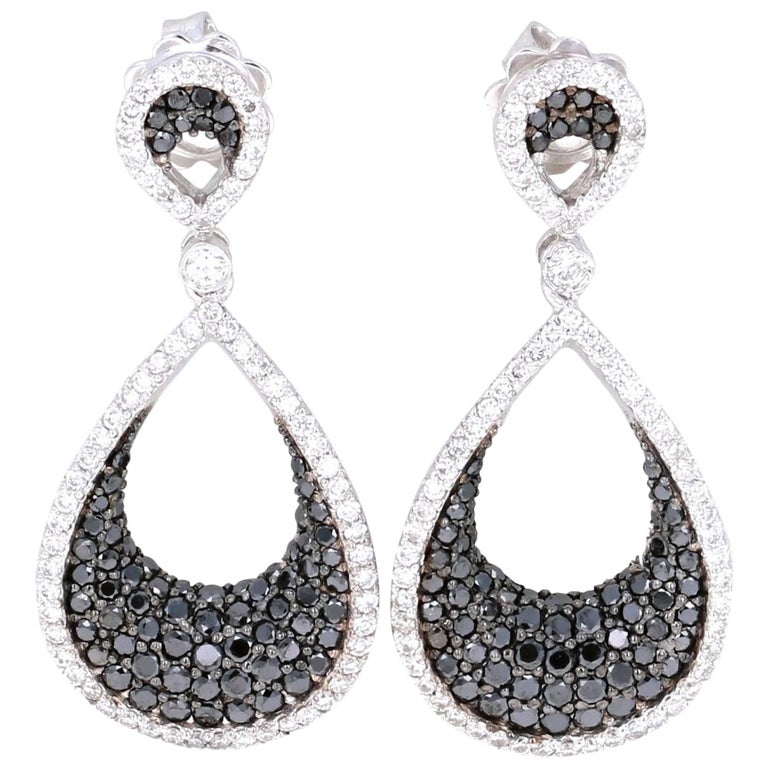 2 15 Carat Black Diamond Drop White Gold Earrings At 1stdibs 2 15 Carat Black Diamond Drop White Gold Earrings For