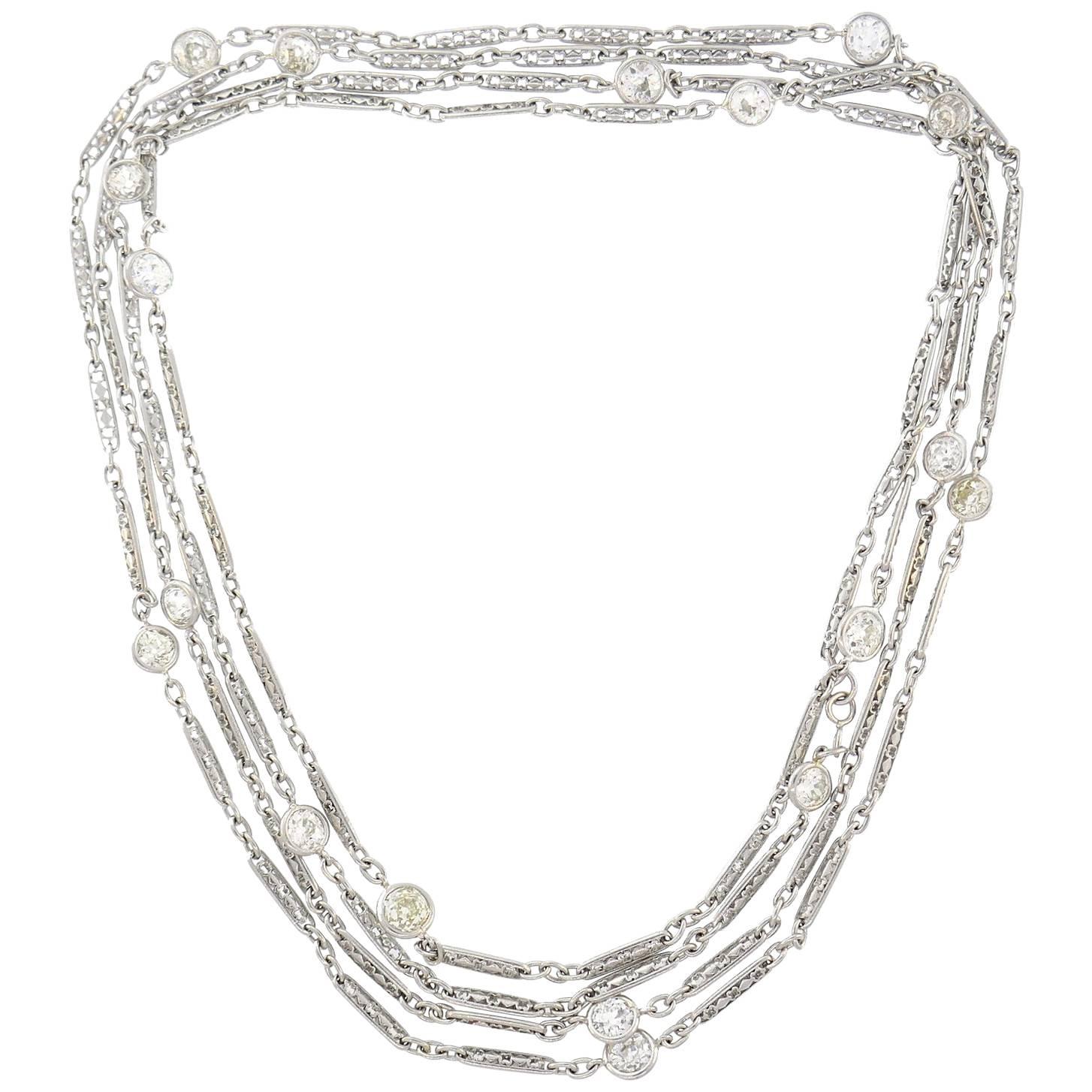 Diamond by the Yard Platinum Chain Necklace Art Deco