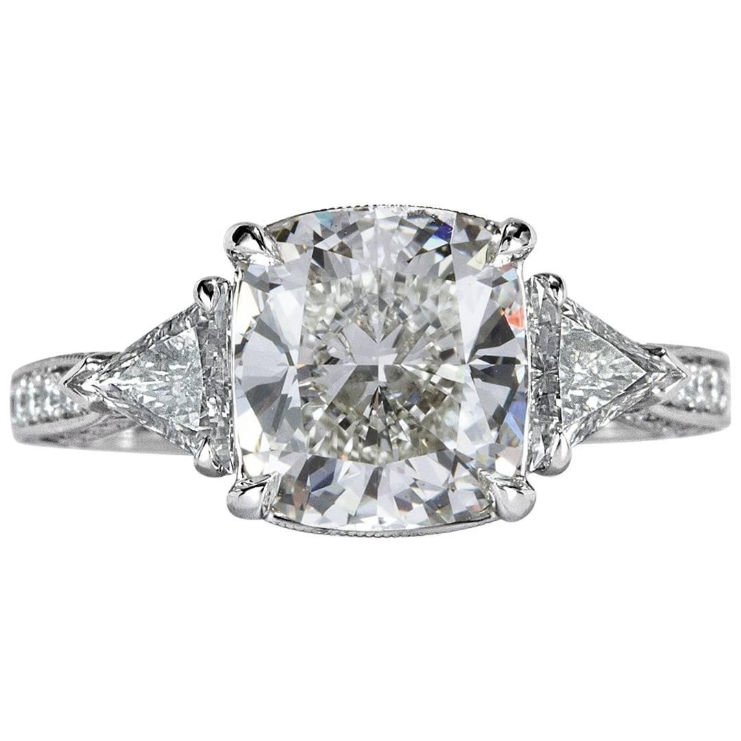 Mark Broumand 3.95 Carat Cushion Cut Diamond Engagement Ring