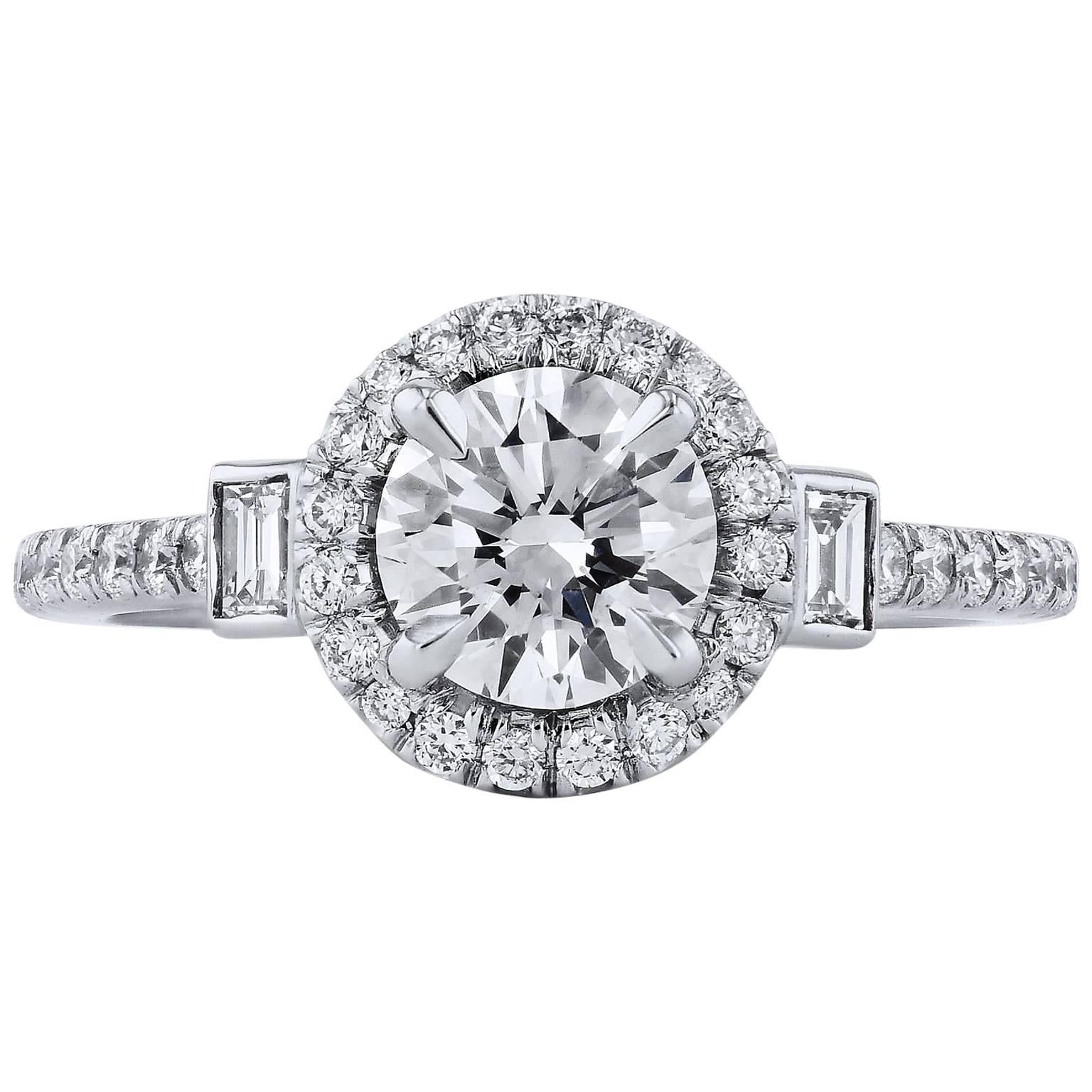1.00 Carat Round Diamond Platinum Engagement Ring Handmade by H&H Jewels  