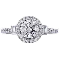 Anello di fidanzamento in platino con diamante rotondo da 1,00 carati fatto a mano da H. & H. Jewels