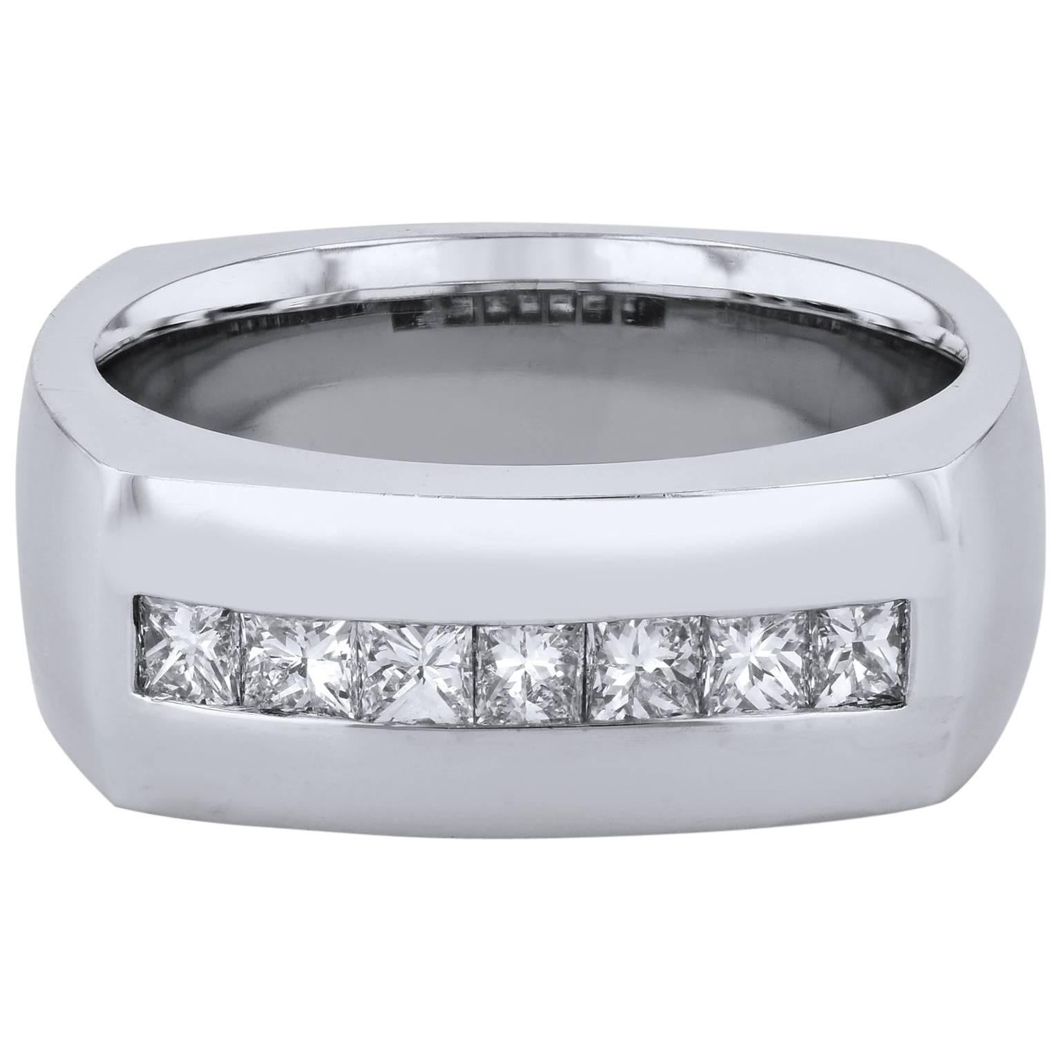 H & H Men's 0.75 Carat Princess Cut Men's Diamond Band Ring
