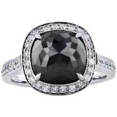 H & H 5.18 Carat Black Diamond Ring