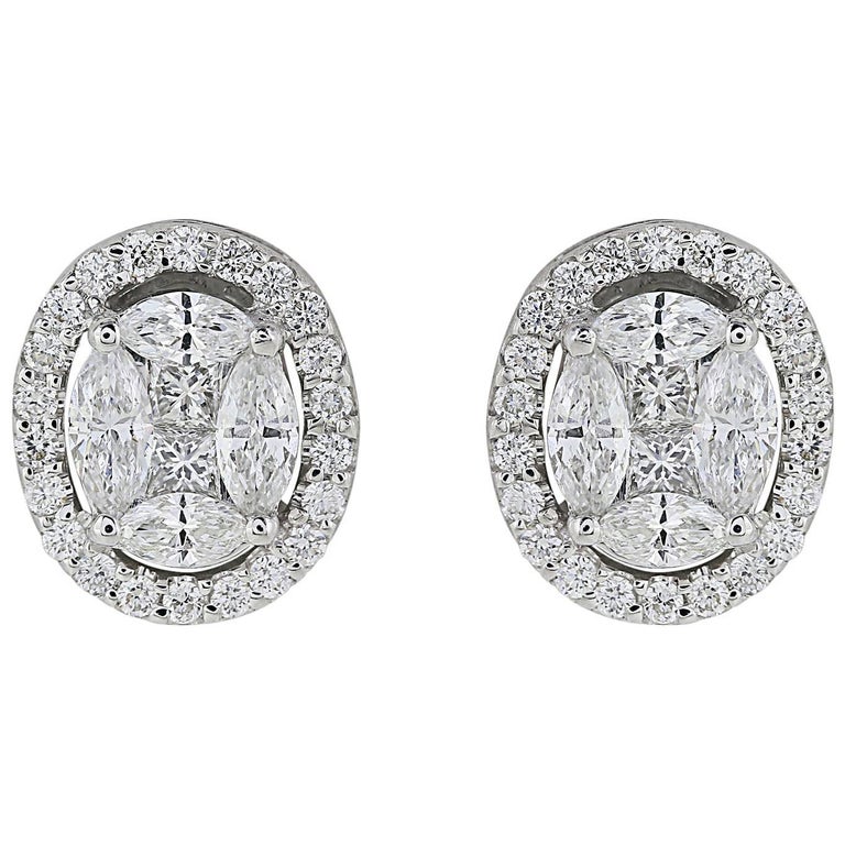 1 04 Carat Oval Shaped Diamond Earrings For At 1stdibs 1 04 Carat Oval Shaped Diamond Earrings For