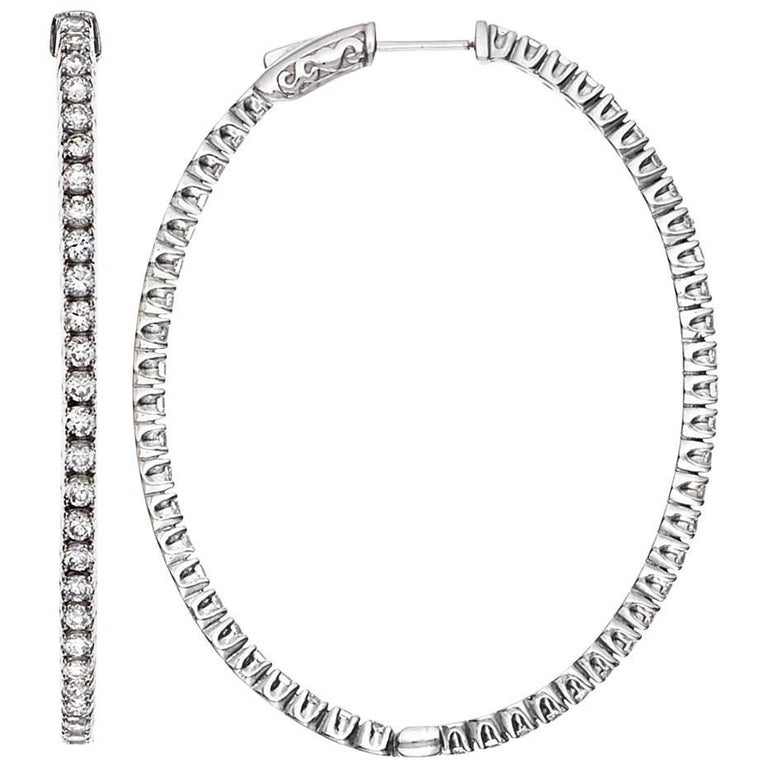 Emilio Jewelry 7 00 Carat Oval Diamond Hoop Earring 2 Inches Long Emilio Jewelry 7 00 Carat Oval Diamond Hoop Earring 2 Inches Long For