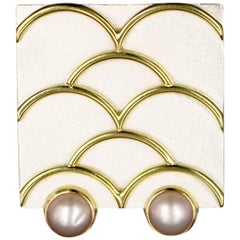 Janis Kerman, Sterling Silver and 18 Karat Gold Fresh Water Pearl Brooch