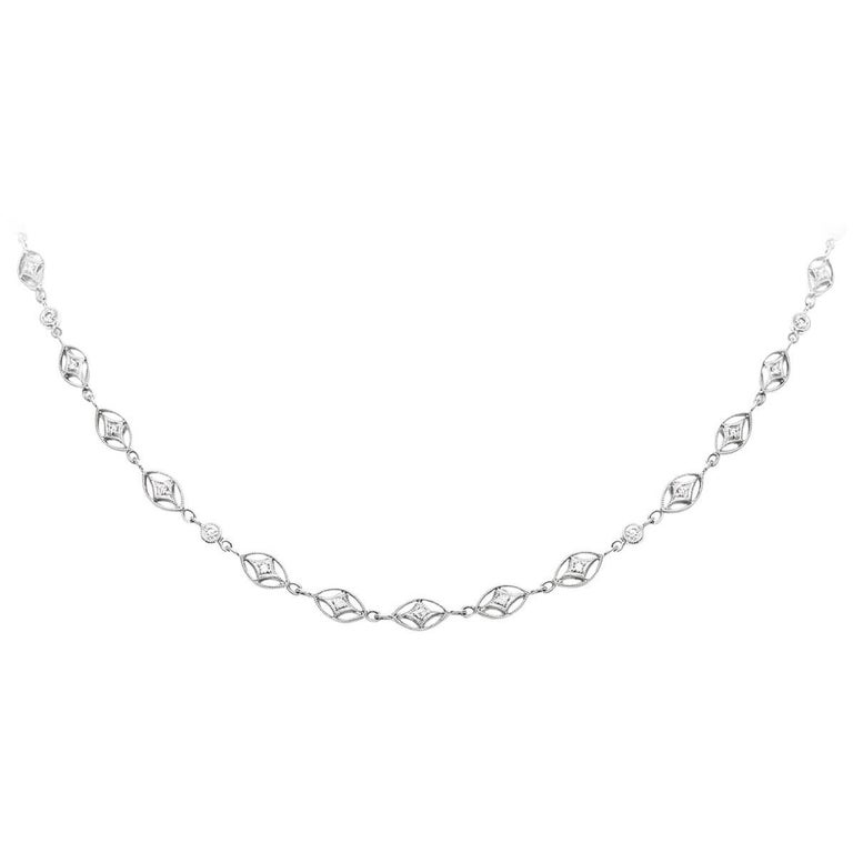 Four Point Star Diamonds by the Yard Necklace For Sale