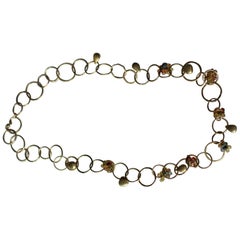 18 Karat Solid Gold Necklace Choker Lariat Set with Gold and Sapphire Briolettes