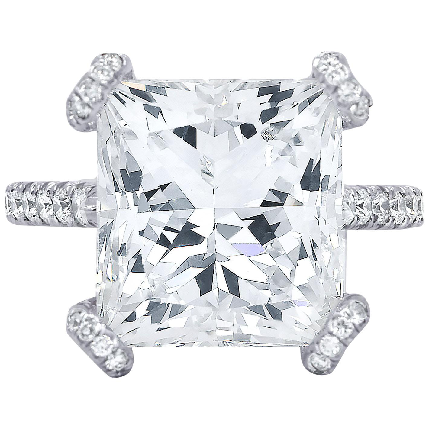 GIA Certified 10.02 Carat Princess Cut Diamond Ring