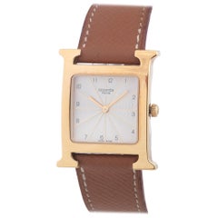 Hermès Gold-Plated Heure H quartz Wristwatch Ref HH1.501