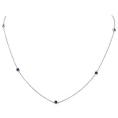 18 Karat White Gold Garavelli Necklace with Blue Sapphires