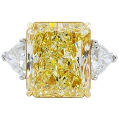 David Rosenberg 15.34 Carat Radiant GIA Fancy Light Yellow Diamond Platinum Ring