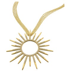 Wendy Brandes Statement Starburst 2 Carat Diamond and Gold Pendant Necklace