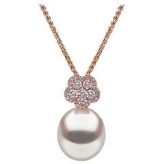 Yoko London South Sea Pearl and Diamond Floral Pendant Set in 18 Karat Rose Gold