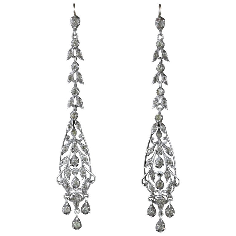 Antique Victorian Earrings Silver Chandelier Drop Circa Antique Victorian Earrings Silver Chandelier Drop Circa 1900 For