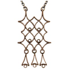 Björn Weckström, Lapponia, Finland, Vintage Modernist Large Necklace in Bronze