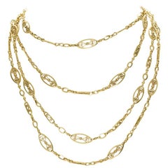 18 Karat Yellow Gold French Antique Guard Chain