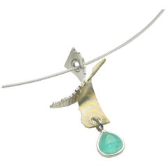 Annabel Eley Platinum Yellow Gold 2.24 Carat Paraiba Tourmaline Cabochon Pendant