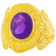 Antique Amethyst Set Gold Ring