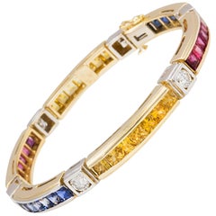 Ella Gafter Sapphire Ruby Diamond Flexible Tennis Multicolor Line Bracelet