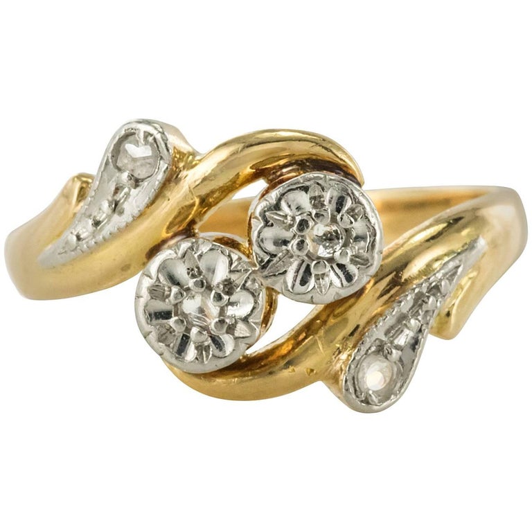 Made in France 19th Century Ruby Diamonds 18 Karat Rose Made in France 19th Century Ruby Diamonds 18 Karat Rose