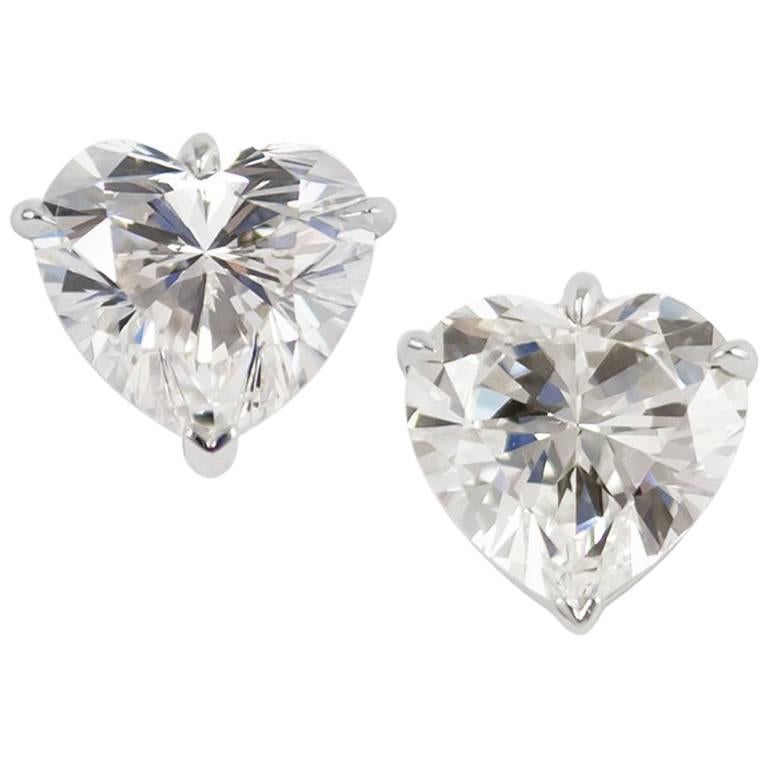 Gia Certified 6 28 Carats Heart Shape Diamond Stud Earrings For Gia Certified 6 28 Carats Heart Shape Diamond Stud Earrings For
