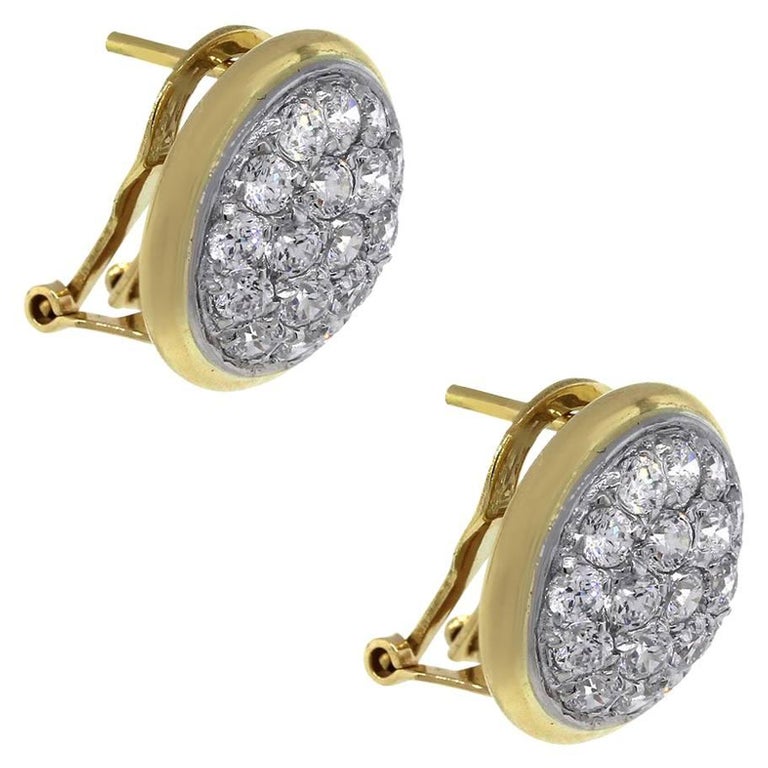 Victorian Diamond Gold Cluster Earrings For Sale at 1stdibs