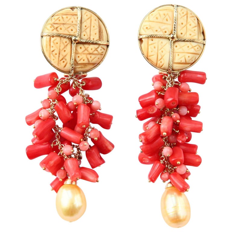 j crew coral earrings