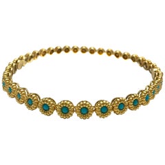 18 Karat Yellow Gold Turquoise Bracelets or Choker Necklace