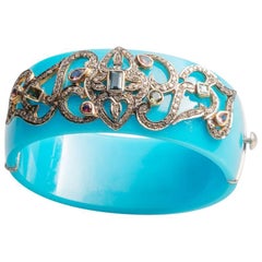 Bakelite, Diamonds and Tourmaline Cuff Bracelet