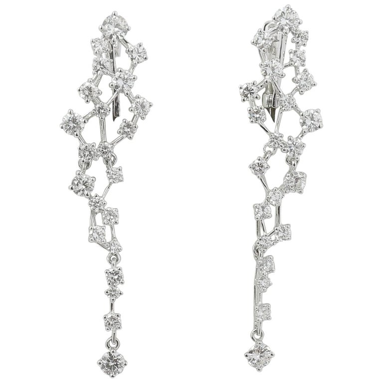 3 11 Carat Diamond Earrings 18 White Gold Drop Dangle 3 11 Carat Diamond Earrings 18 White Gold Drop Dangle For