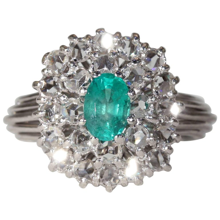 Edwardian Platinum Emerald Ring at 1stdibs