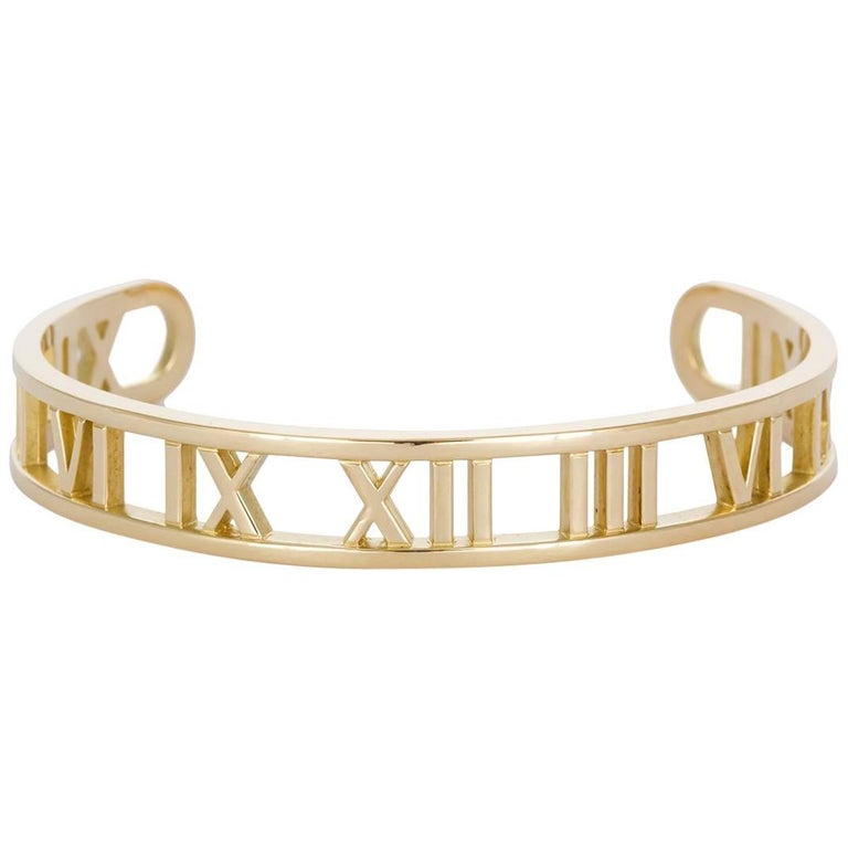 Tiffany And Co Open Atlas Roman Numeral 18 Karat Yellow Gold Cuff Tiffany Co Open Atlas Roman Numeral 18 Karat Yellow Gold Cuff Bracelet For