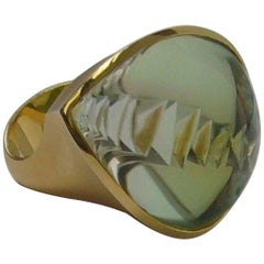 56.86 Carat Lime-Green Tourmaline Gold Ring "Imagination" Atelier Munsteiner