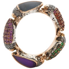 18k Rose Gold and Sterling Silver Scarab Eternity Ring