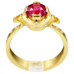 Robin Waynee, Rubellite Tourmaline Ring, 18k Gold, Rubellite Tourmaline, Diamond