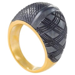 Carvin French Hematite and Gold Bombé Ring