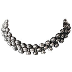 Georg Jensen Sterling Silver Necklace Onion Pattern by Arno Malinowski No 110