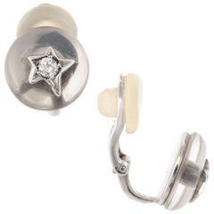 Chanel Comete Diamond Rock Crystal Earrings Vintage 18 Karat White Gold