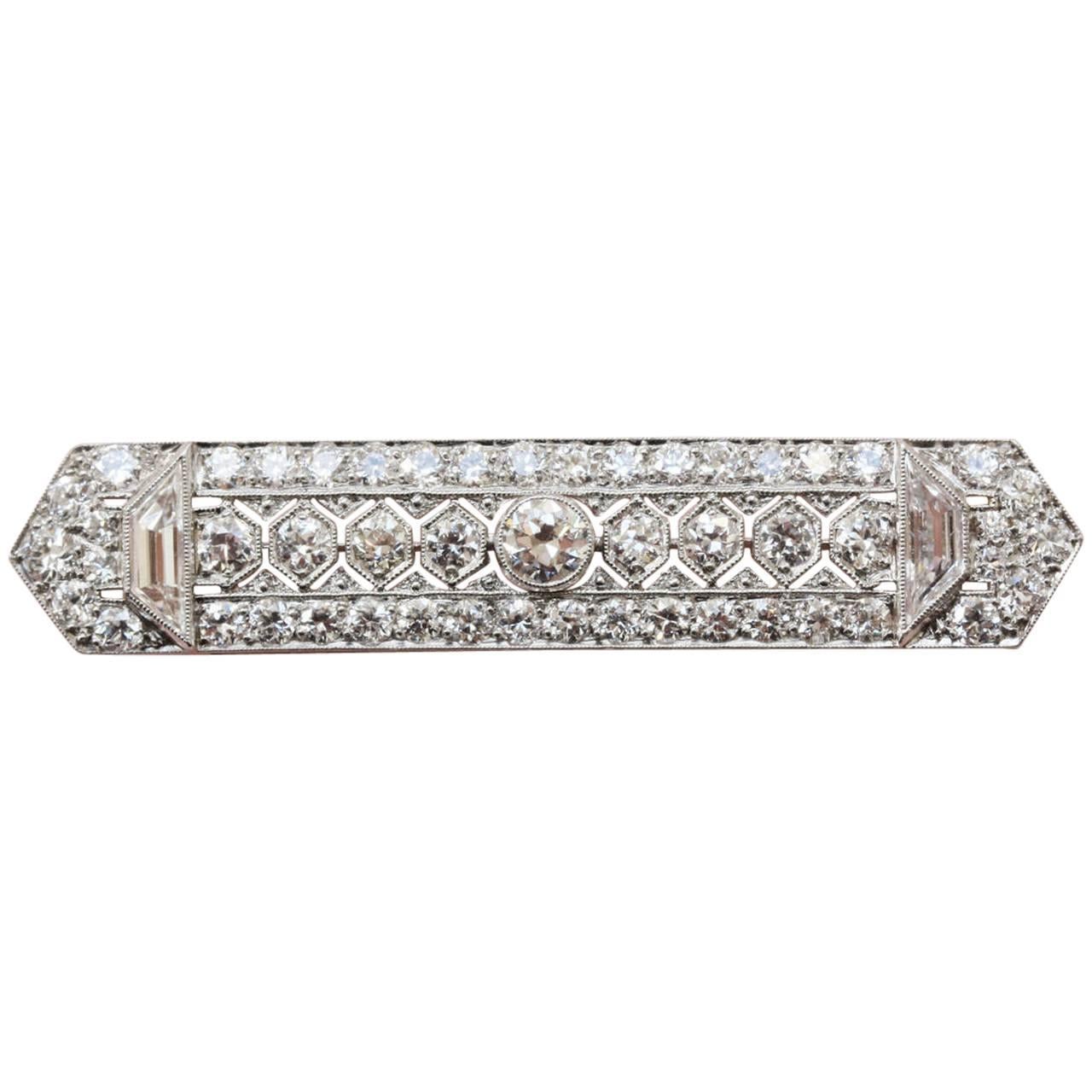 Tiffany & Co. Platinum and Diamond Bar Brooch