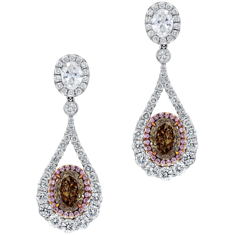 4 02 Carat Gia Certified Oval Shaped Diamond Earrings For At 4 02 Carat Gia Certified Oval Shaped Diamond Earrings For